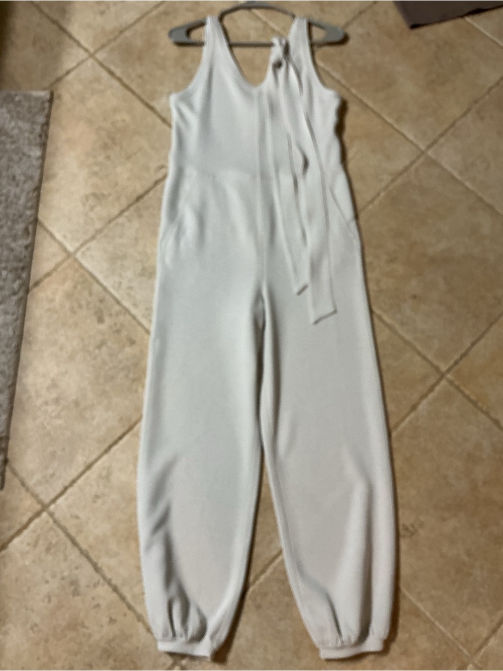 lululemon athletica ease of it all Cream Sleeveless Tie-Neck Jumpsuit